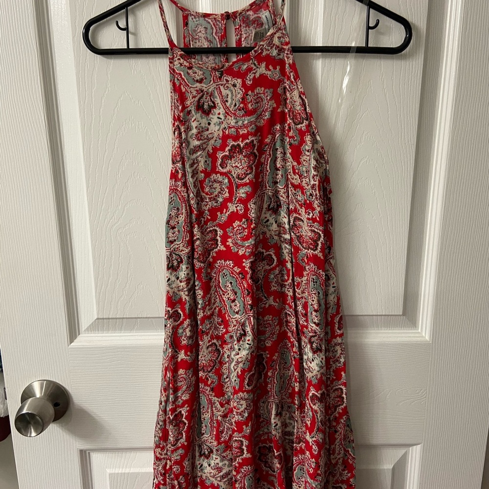 Red paisley mini dress